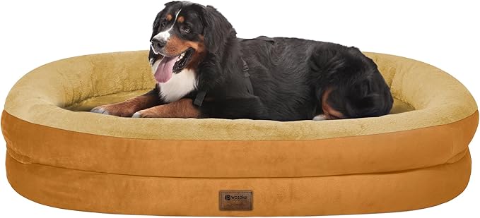 Orthopedic Jumbo Dog Bed for Extra Large Dogs, Giant Waterproof Dog Bed for Large Breed Dogs, Supportive Egg Crate Foam Pet Bed with Removable Washable Cover & Non-Slip Bottom, Orange