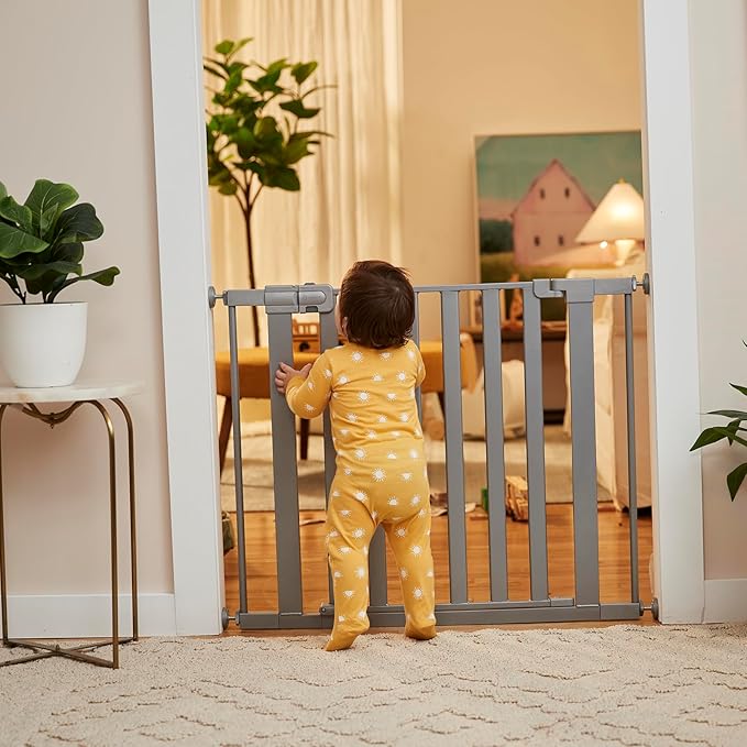 Safety 1st Walk Through Baby Gate with Door, Adjustable Pressure Mount Lift, Dog Gates, Fits 29"-38" Wide, 1-Pack, Silver