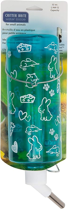 Lixit® Critter Bright Water Bottles for Hamsters, Rabbits, Chinchillas, Ferrets, Guinea Pigs and Other Small Animals - Made in USA (Blue (Pack of 3), 32 Ounce)