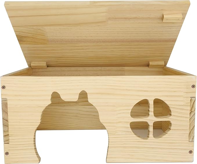 Wooden Guinea Pig Hideout, Chinchilla House, Baby Rabbit House, Dwarf Bunny Hut Hideout Wood, Small Animal Hideout for Rats, Hedgehog