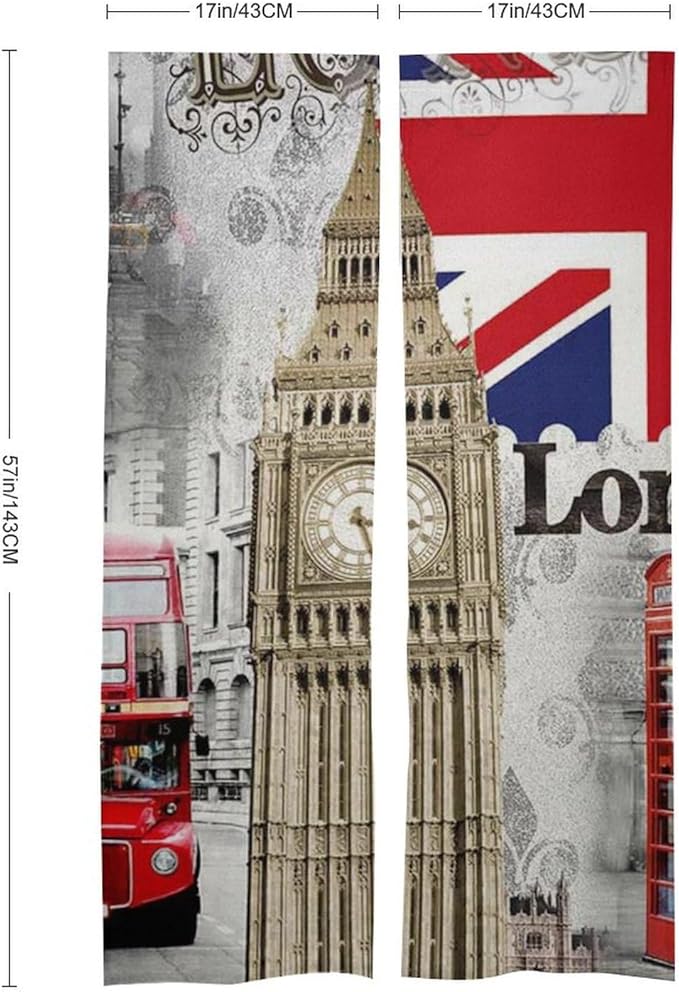 London Big Ben UK British Flag Light Blocking Door Curtain, Suitable for Bedroom Entrance
