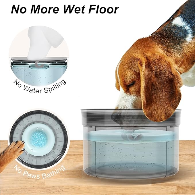 Techphardo 1Gallon No Spill Dog Water Bowl-3.8L Large Capacity, BPA-Free, Anti-Splash & Anti-Digging Design with Non-Slip Base for Messy Drinkers