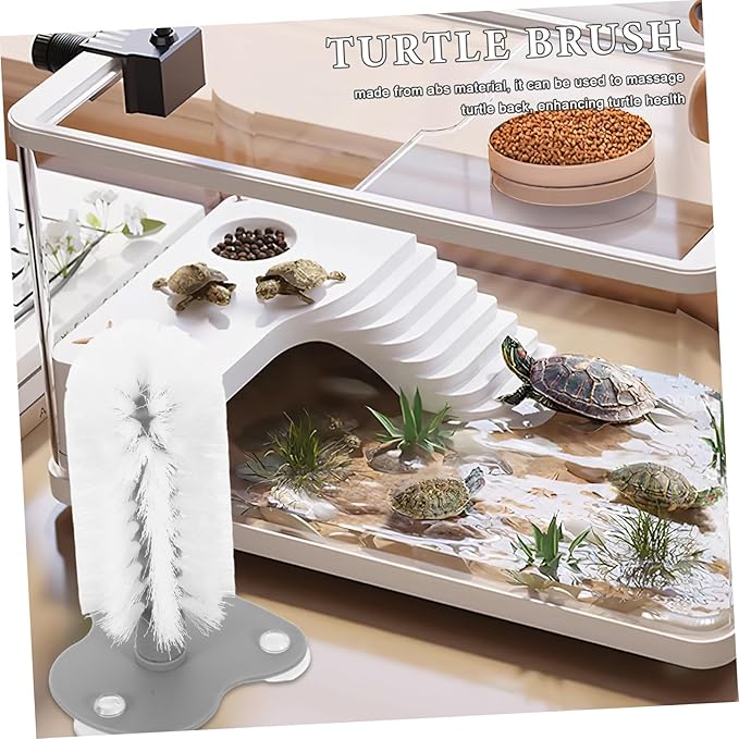 Balacoo Turtle Cleaning Brush with Suction Cup for Shell Maintenance Multi Functional Scratcher Tool Safe Material for Reptile Health for Turtle Tank Accessories and Care
