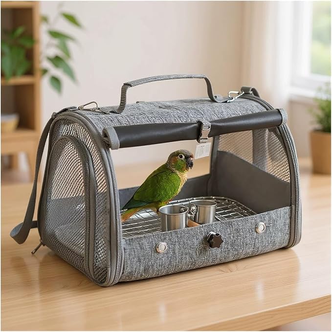 Bird Travel - Portable Cage with Perch & Tray for Parrots Small Animals