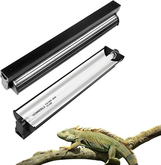 T5 10.0 UVB Reptile Light Fixture, 24W 22" T5 UVA/UVB Fluorescent Tube Bulb for Bearded Dragon, Tortoise, Leopard Gecko, Desert Lizards
