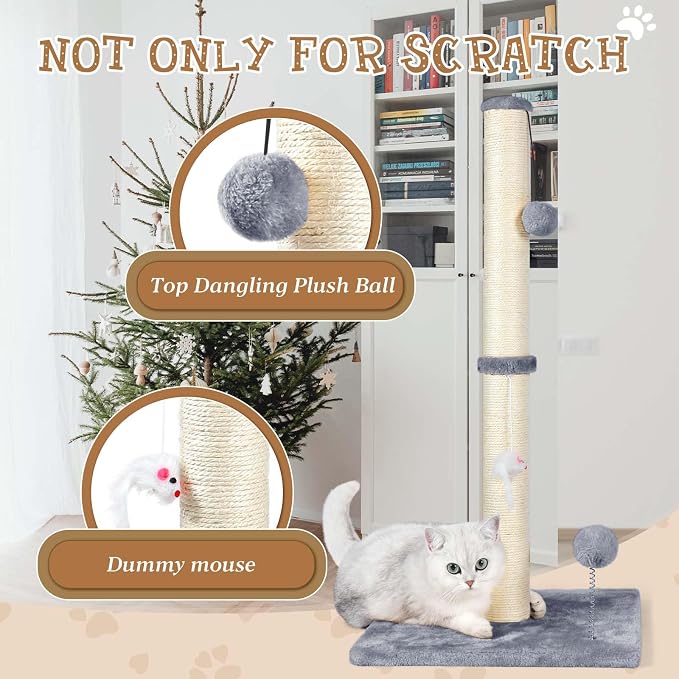 ANWA 32" Tall Sisal Cat Scratching Posts Tree for Indoor Cats Adults, Gray - Image 4