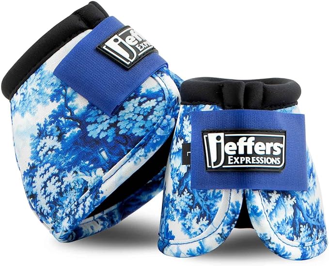 Jeffers Equine No Turn Bell Boots for Horses - Equestrian Toile, Medium | Shock Absorbing Hoof Protection | Secure Double Hook & Loop Closure, Perfect for Travel, Turnout, Training, & Riding - 1 Pair