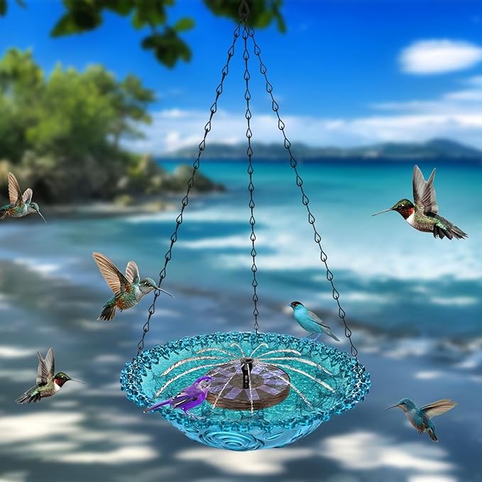 Large Capacity Outdoor Hanging Bird Feeder Water Fountain Attracts Wildlife ABS Construction Garden Decors Large Capacity Bird Feeding Bath Fountain