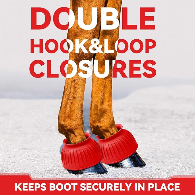 Abbylike Bell Boots for Horses 1 Pair/2 Pair Available, Protect Against Hoof Impact Trauma, Rubber Bell Boots Horse Care for Turnout, No Rub Design Wrap Hook and Loop