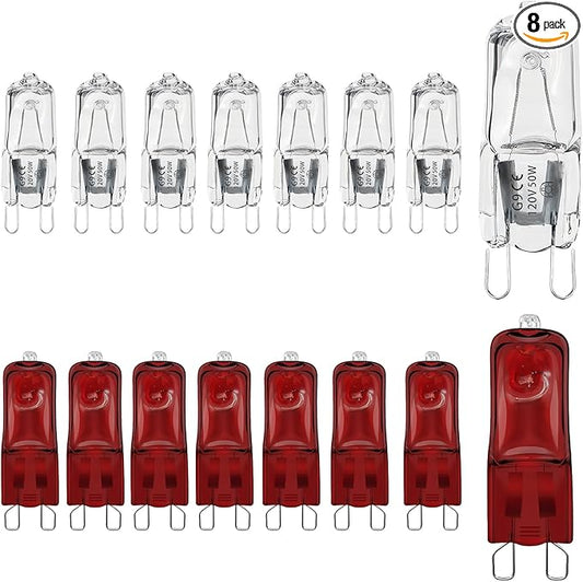 16 PCS G9 Halogen Bulb, Mini Halogen Bulb 50W, Reptile Heat Lamp for Bearded Dragon Gecko Turtle Lizard