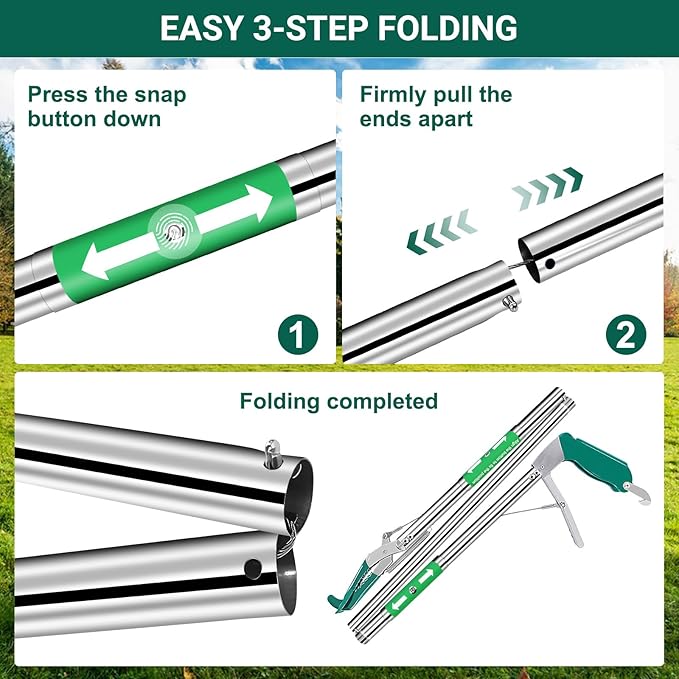 Snake Collapsible Grabber Tool, 50" Snake Tongs Stick Professional Extra Heavy Duty Reptile Catcher Grabber Wide Jaw Handling Tool with Lock, Non-Slip Grip for Safe Snake Handling Rattlesnake Catching