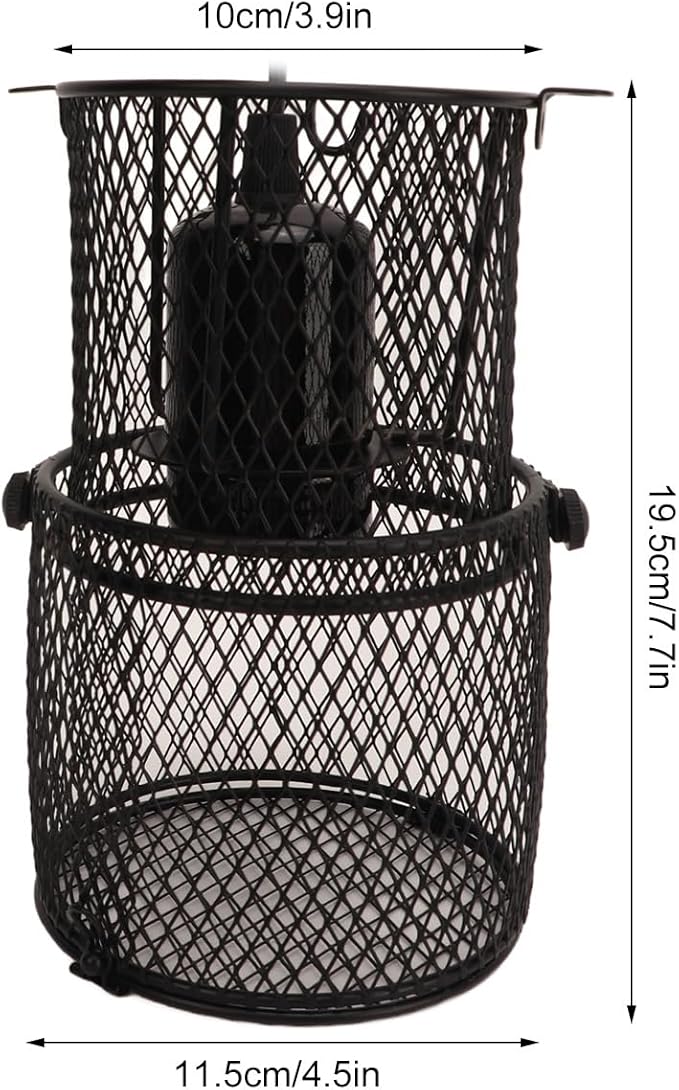Fafeicy Retractable Reptile Heat Lamp Guard, Avoid Scald with E27 Ceramic Lamp Holder, Safety Protector (US Plug 110‑120V 300W)