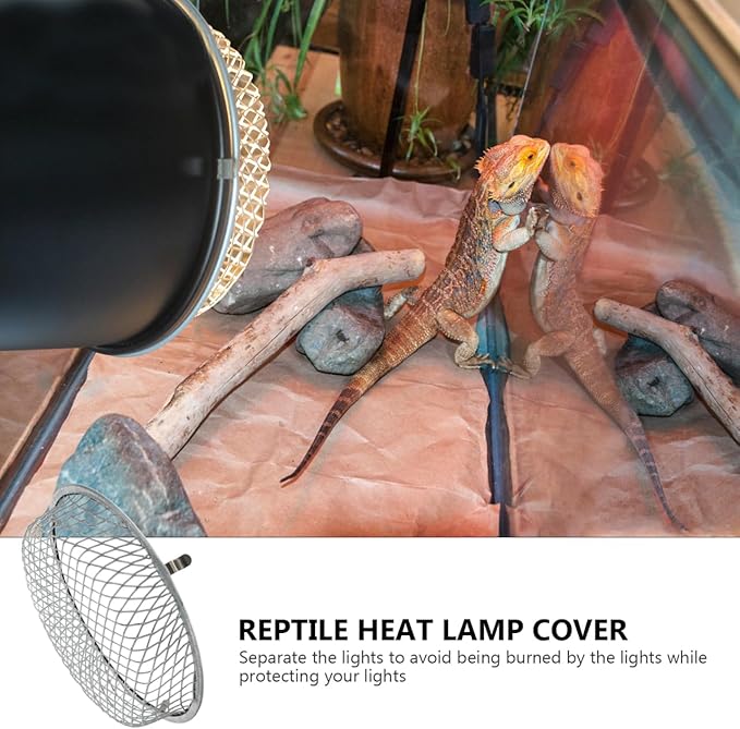 ibasenice Reptile Heat Lamp Cover 5.51-Inch Stainless Steel Anti-Scald Lampshade for Reptile Box Insulation Protects Pets from Burns