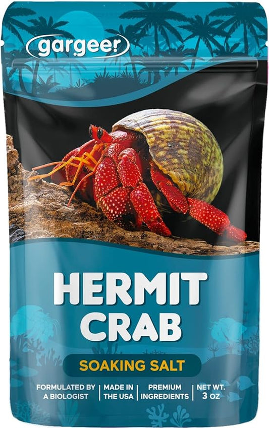 Gargeer Hermit Crab Soaking Salt, Ocean-Like Environment, Includes Calcium and Trace Minerals, No additives or Harmful Ingredients. for Optimal Health and Well-Being. Made in The USA. Enjoy !
