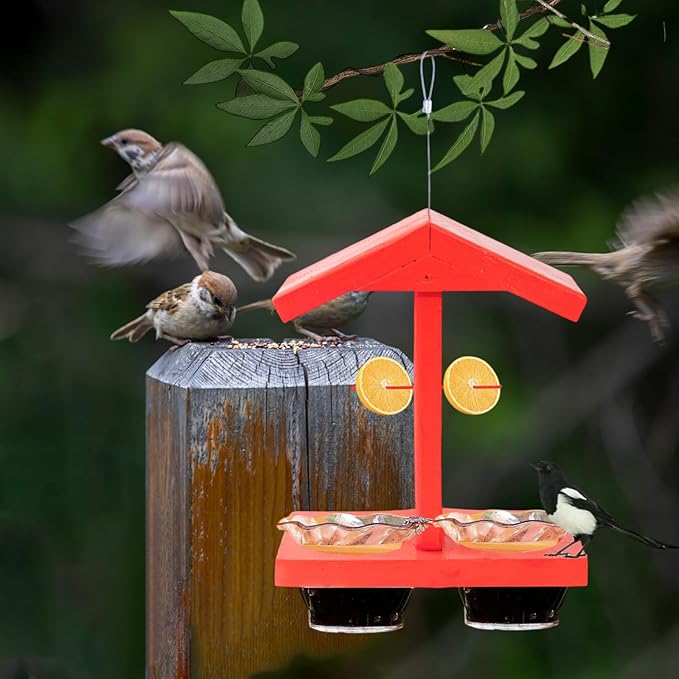 Hanging Bird Feeders and Waterer with Detachable Bowls for Outdoor Garden Decoration for Bird Enthusiasts
