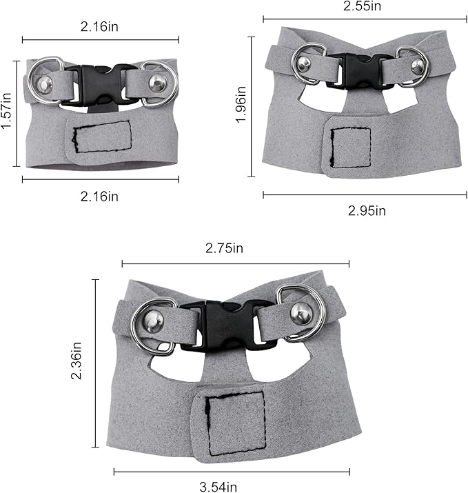 Bearded Dragon Harness and Leash Set, 3 Size Adjustable Soft Leather Reptile Leash, Lizard Harness with Retractable, Small Animal Outdoor Walking Vest with Traction Rope, 3 Pack, Grey