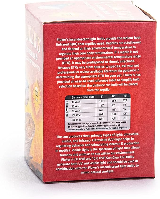 Fluker's Incandescent Basking Spotlight Bulbs for Reptiles Tanks,Reptile Heat Lamp Bulbs for Infrared Light,100-Watt,(Pack of 2)