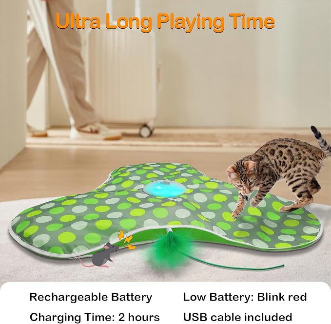 Interactive Cat Toys,Moving Concealed Feathers Toy for Indoor Cats - Image 6