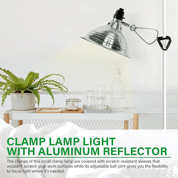 Simple Deluxe Clamp Lamp Light with 8.5 Inch Aluminum Reflector up to 150 Watt E26 (no Bulb Included) 6 Feet 18/2 SPT-2 Cord, 2-Pack