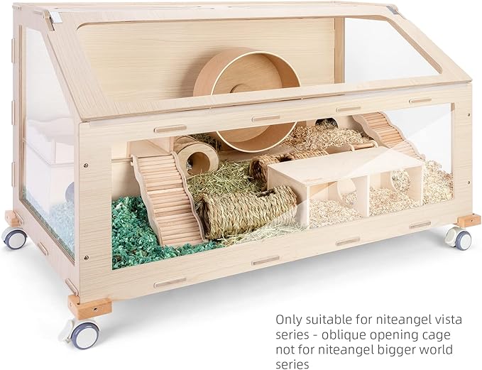 Niteangel Vista Cage Series Supplement Universal Wheel - Hamster Cage with Oblique Opening Door, Lockable, Burlywood Color, 5" x 5" x 5"