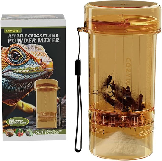 Cricket Calcium Powder Mixer for Reptiles,Easy-to-Use Cricket Keeper Calcium Shaker for Even Coating, Reptile Nutrition Dispenser, Bearded Dragon Gecko Lizard Turtle Tank Accessories