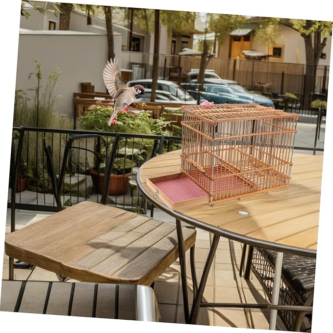 Toyvian Portable Bamboo Bird Cage Lightweight Natural Weaving Birdcage for Small Parrots Aesthetic Hollow Design for Travel and Outdoor Use
