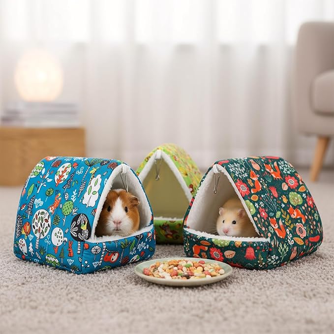 AceOrbit 6 Pcs Guinea Pig Hideout Small Tunnel 7.5 Inch Washable Hamster Bed Animal Cage Accessories for Chinchilla Rabbit Hedgehogs Ferrets to Digging Chewing(Classic Color,Vivid Patterns)