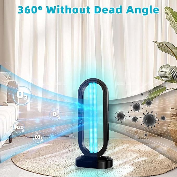 2025 New UV Light - Uv Lamp for Bedbugs, Uv Bed Bugs, UV Lamp with 4- Speed Timing and Remote Control (Black+ White)