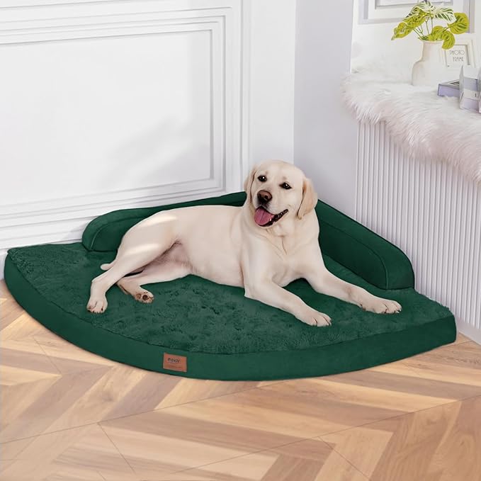 MEKIY Large Orthopedic Dog Bed with Sides XXL Dog Beds with Removable Washable Cover Non-Slip Waterproof Pet Bed for Extra Large Dogs - Dark Green XXL