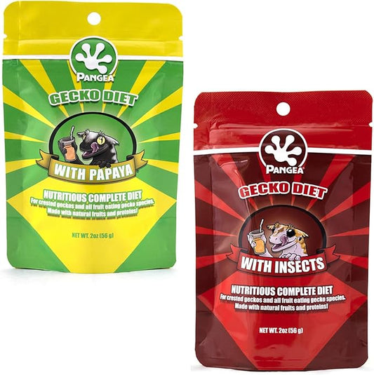 Pangea Gecko Diet Fruit & Papaya Bundle - 2oz Fruit & Insects and Papaya Mix