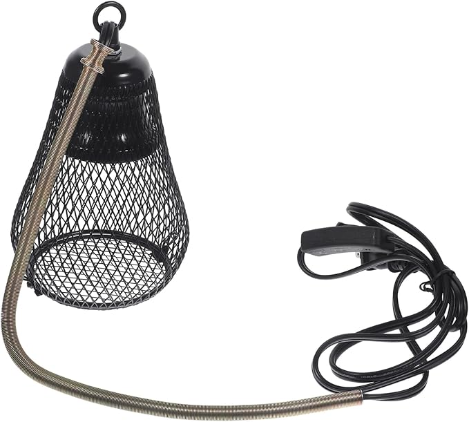 VICASKY Reptile Accessory Heater Lamp Shade with -Scale Mesh Cover Hook for Plug