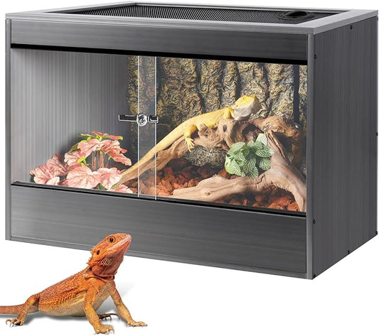 34 Gallon Reptile Enclosure, 24x18x18 Composite PVC Reptile Terrarium, 24" Wide Lightweight Eco Reptile Habitat Lounge for Crested Leopard Gecko Lizard Snake Tortoise