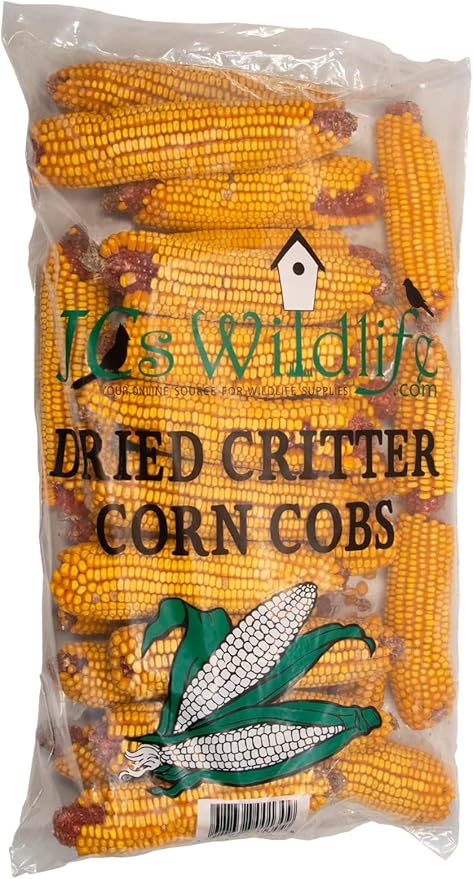 JCs Wildlife Dried Corn on the Cob for Wildlife, Natural Feed for Squirrels, Deer, Raccoons, Rabbits, Ducks, Geese & Backyard Critters, Breathable Packaging, 14 lb Bags (1 Pack)