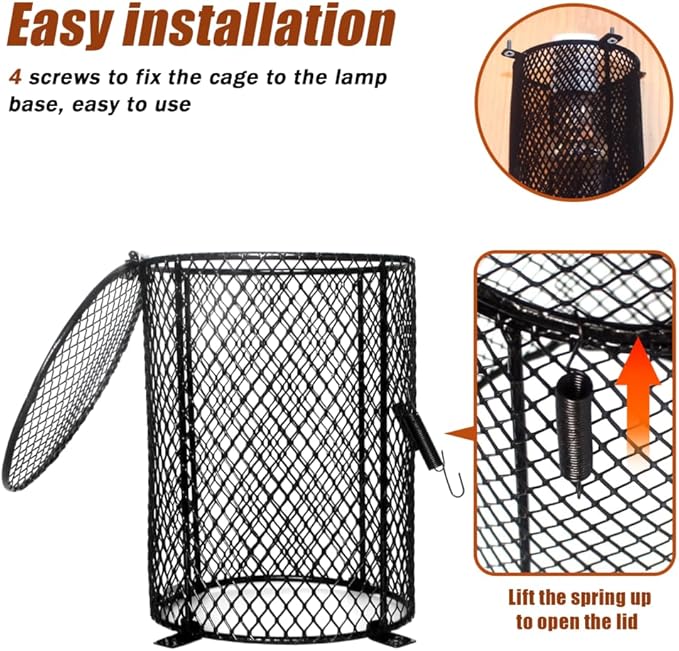 Reptile Heating Lamp Shade, Anti-Scald Heat Lamp Shade, Metal Reptile Lampshade for Lizard Turtle Birds Chick