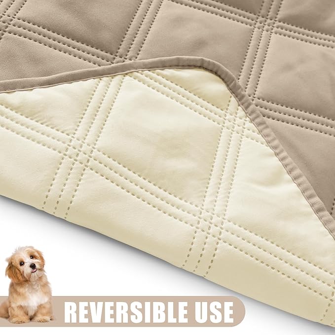 Smiry Waterproof Dog Bed Cover Blanket 52x82, Soft Reversible Pet Blanket, Washable Leakproof Cats Dogs Couch Cover for Sofa, Couch, Furniture, Taupe/Beige