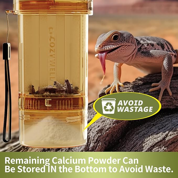 Cricket Calcium Powder Mixer for Reptiles,Easy-to-Use Cricket Keeper Calcium Shaker for Even Coating, Reptile Nutrition Dispenser, Bearded Dragon Gecko Lizard Turtle Tank Accessories