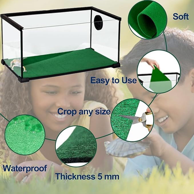 Reptile Carpet Terrarium Liner Bedding Substrate Sand Mat for Cage Lizard Bearded Dragon Gecko Snake Tortoise 48" x 18" (Green)