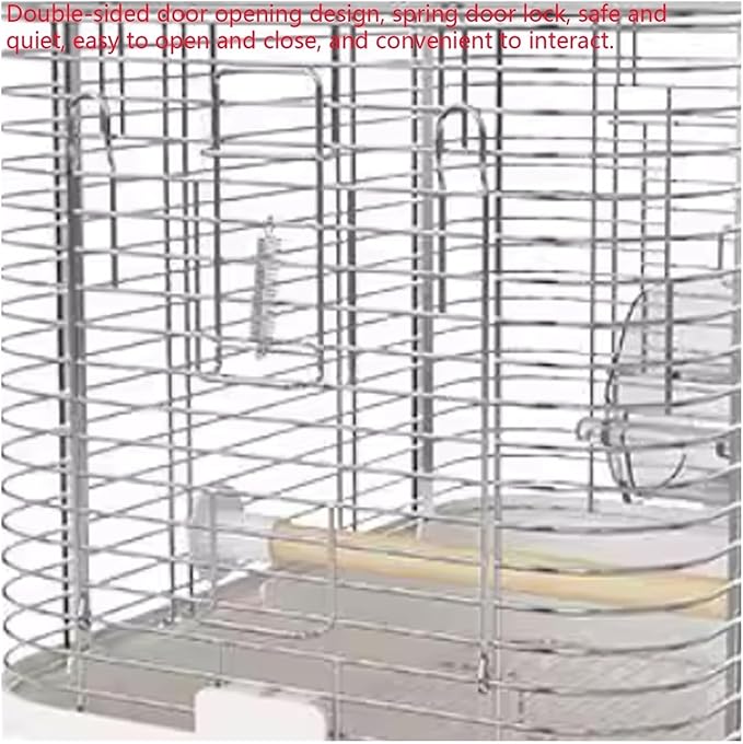 Parrot Stainless Steel Take-Out Cage Horizontal Large Space Portable Bird Transport Parrot Cage(Pink)