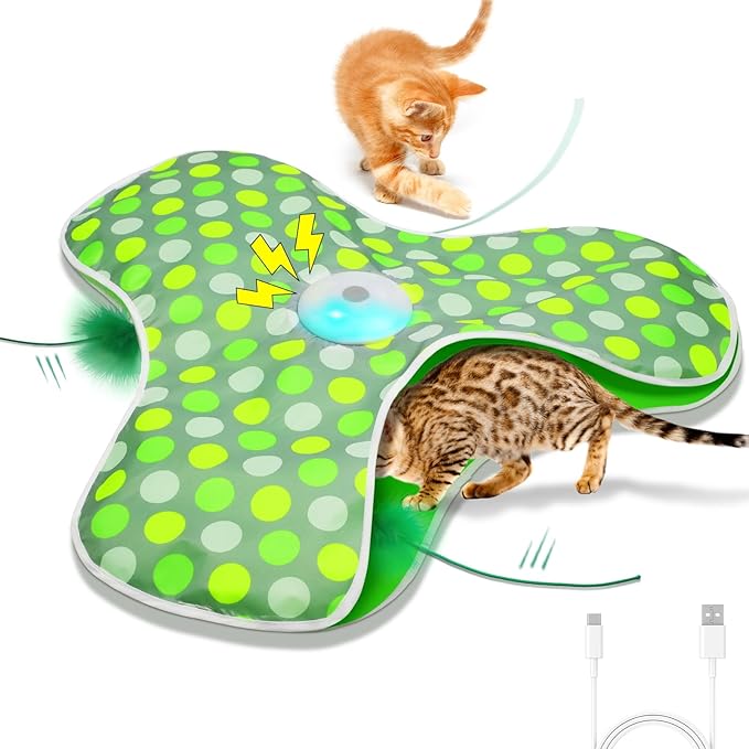 Interactive Cat Toys,Moving Concealed Feathers Toy for Indoor Cats by umosis