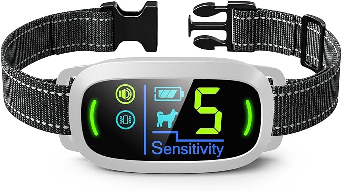 FAFAFROG Dog Bark Collar, Rechargeable Smart Collar, Anti Barking Training Collar with 5 Adjustable Sensitivity Beep Vibration, Bark Collar for Large Medium Small Dogs (Grey)