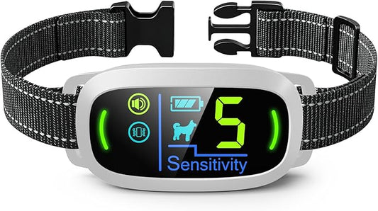 FAFAFROG Dog Bark Collar, Rechargeable Smart Collar, Anti Barking Training Collar with 5 Adjustable Sensitivity Beep Vibration, Bark Collar for Large Medium Small Dogs (Grey)