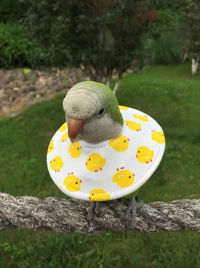 Adjustable Bird Collar - Recovery Collar Parrot Elizabeth Collar for Feather Plucking Feather Protector Shield with Soft Padded Cotton Neck Cone Anti-bite Anti-Licking Wound Healing (2XL,Yellow)