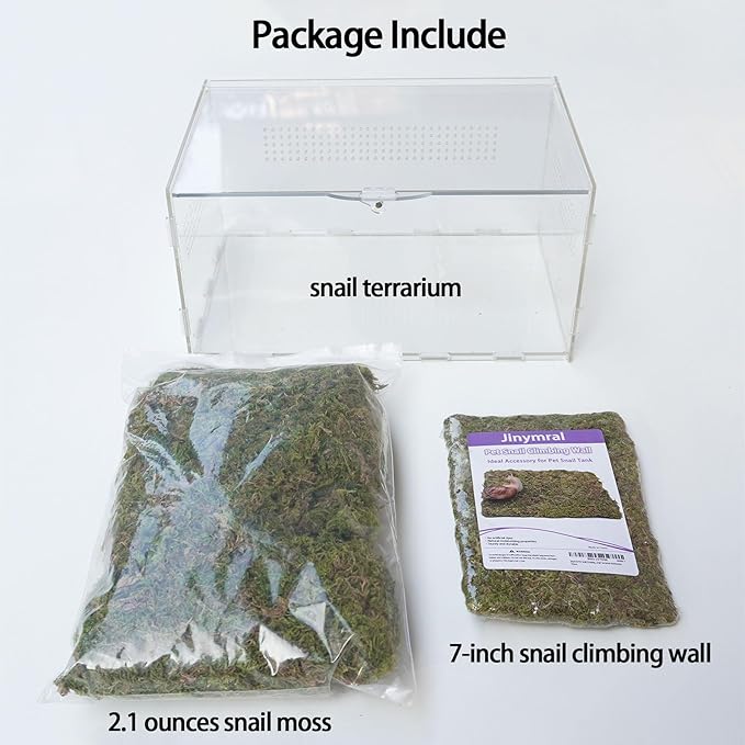 Snail Terrarium Kit with Climbing Accessories11.22 L x 7.87" W x 6" H Clear Small Animal House for Snails, Caterpillars& Small Critters – Includes 7" Climbing Wall and Substrate