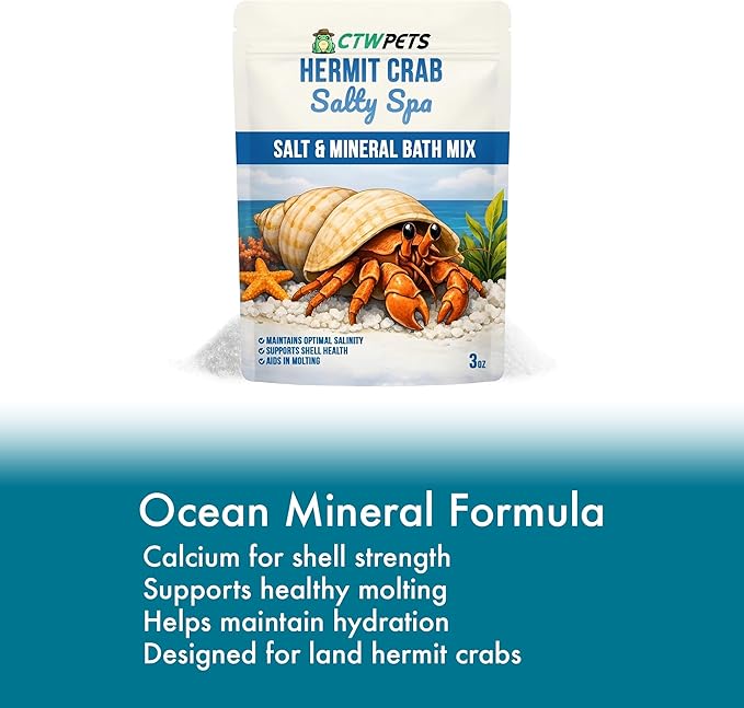 CTWPets Salty Spa Hermit Crab Salt Water Soaking Mix | Calcium and Trace Minerals