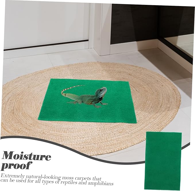 BESPORTBLE 2pcs Wear-Resistant Reptile Carpet Mat Absorbent Tortoise Bedding for Snakes Lizards and Amphibians Durable Easy to Clean for Terrariums Green