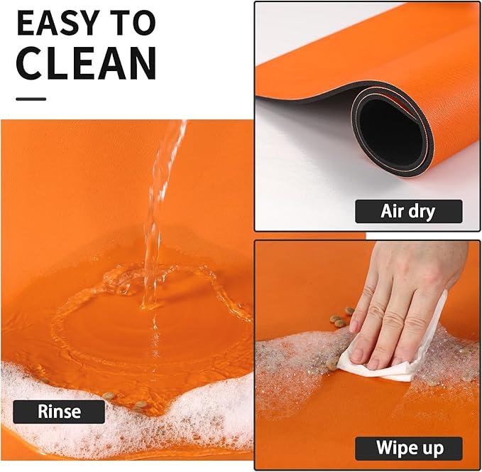 HotLive Dog Food Mat - Absorbent Cat Mat for Food and Water, No Stains Pet Feeding Bowl Mat, Easy to Clean Pet Placemats, Quick Dry Dog Water Dispenser Mat for Messy Drinkers | Paw Orange 18"x 28"