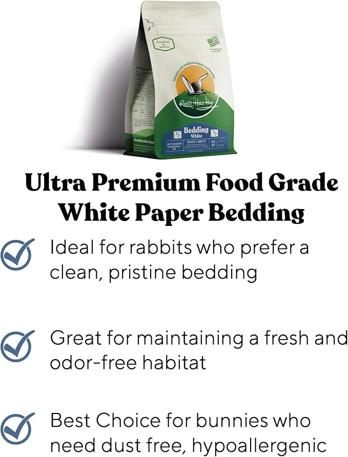 Rabbit Hole Hay - Ultra Premium Food Grade Bedding, White, 2.5 cu ft - Dust-Free & Hypoallergenic