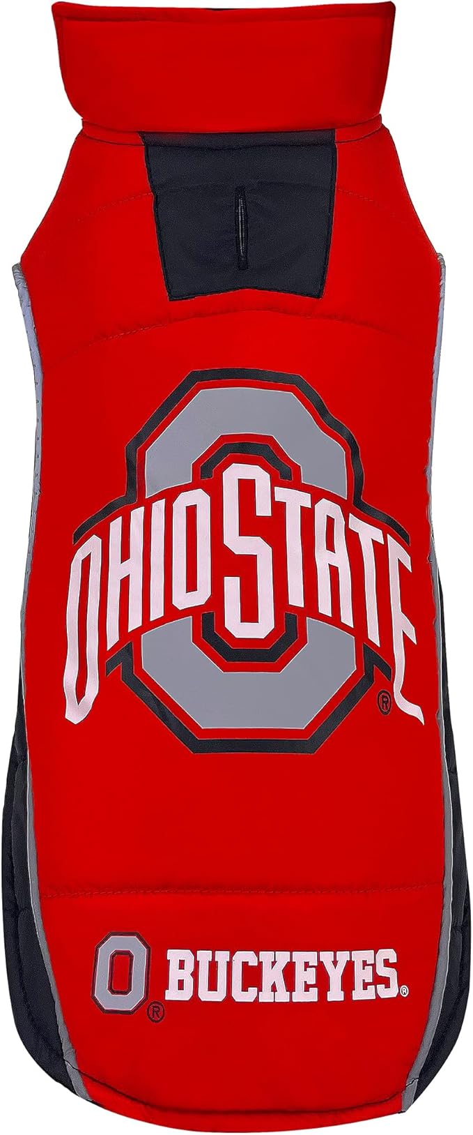 NCAA Ohio State Buckeyes Puffer Vest for Dogs & Cats, Size Large. Warm, Cozy, and Waterproof Dog Coat, for Small and Large Dogs/Cats. Best NCAA Licensed PET Warming Sports Jacket