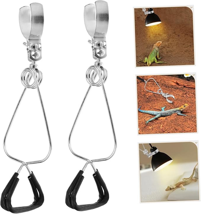 BESPORTBLE 2sets Adjustable Reptile Heat Lamp Holder Clamp for Turtle Lamps Strong Stand Fixture for Leopard Gecko Light 2pcs*2