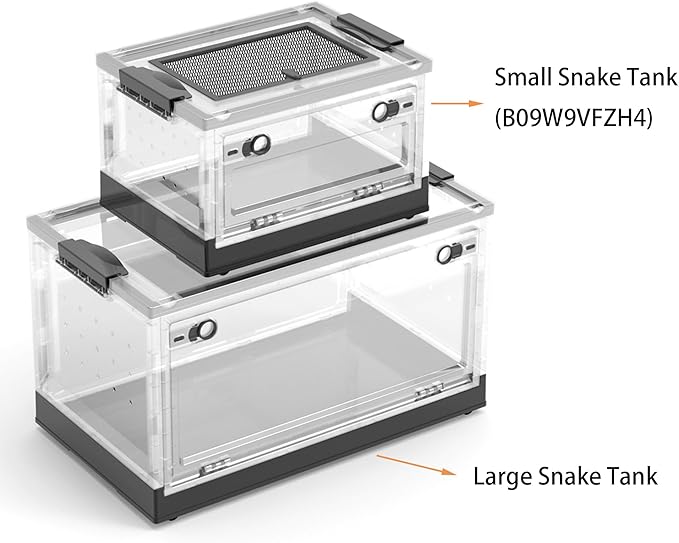 Dutiplus Large Snake Reptile Tank Amphibians Habitat Cages Sliding Screen Top for Lizard,Gecko, Frog, Hamster Animals(21.65"x12.6"x12.2") (Black)